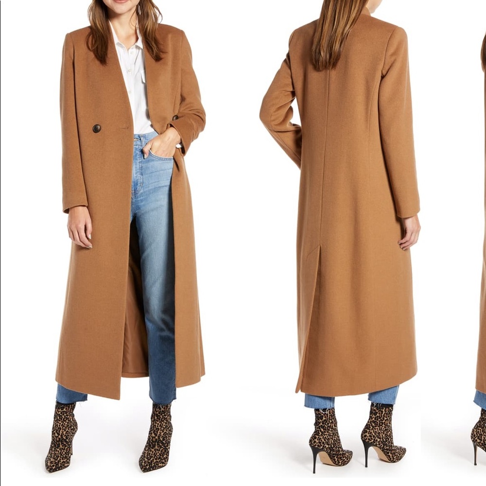 Something Navy Double Breasted Maxi Coat